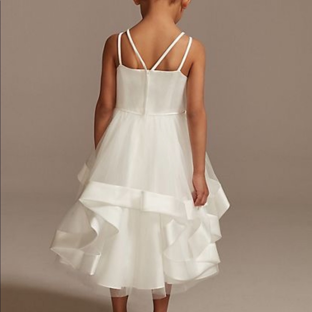 Double Strap Flower Girl Dress with Satin Edge Hem